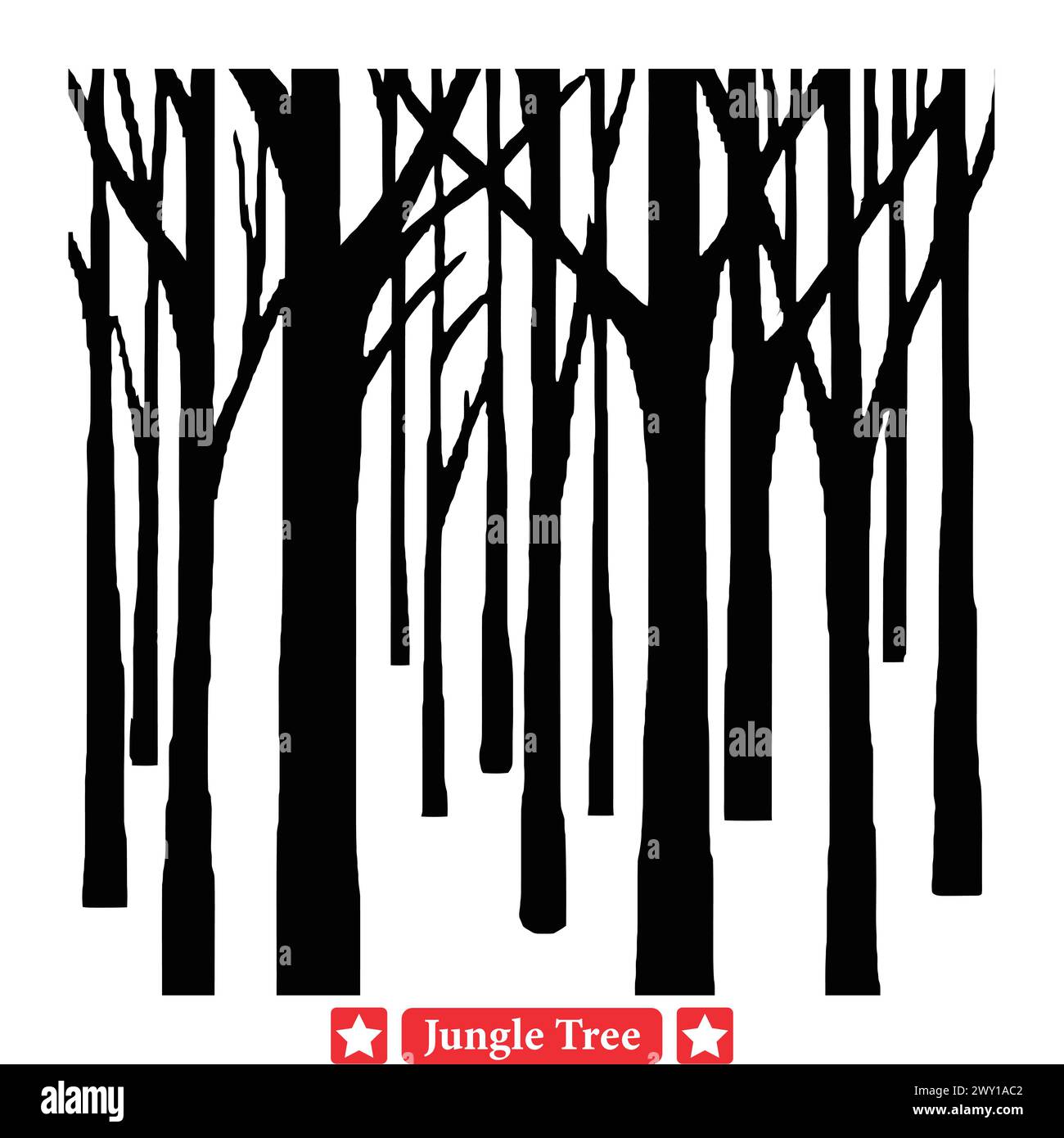 Bosque denso sotobosque cautivando diseños de silueta de árbol vectorial Ilustración del Vector