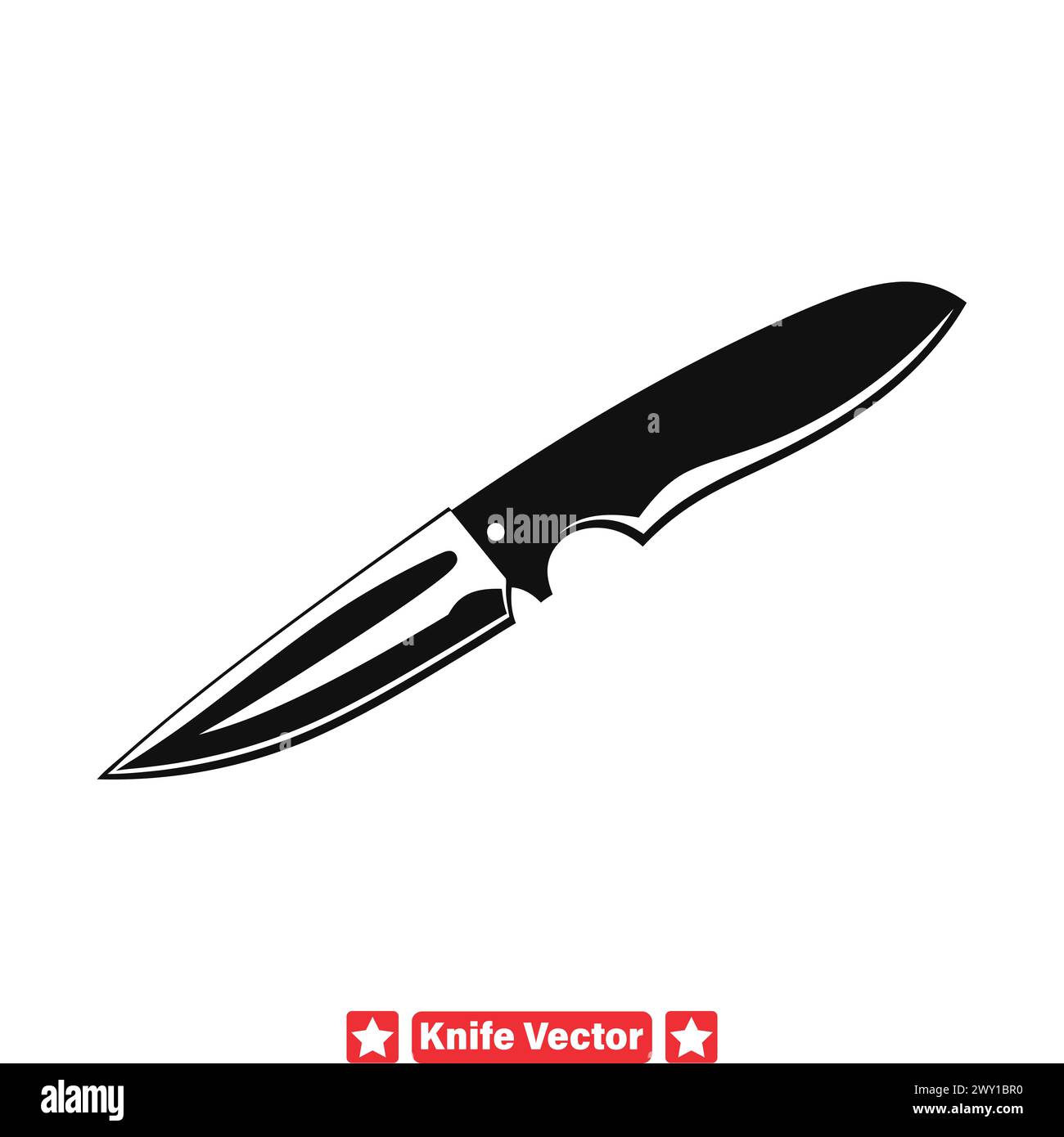 Elementos esenciales de diseño de borde de corte Explore el conjunto de siluetas de cuchillos para proyectos creativos Ilustración del Vector