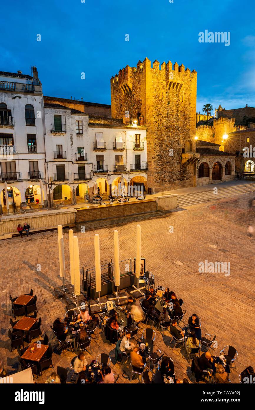 Plaza Mayor, Cáceres, Extremadura, España Foto de stock