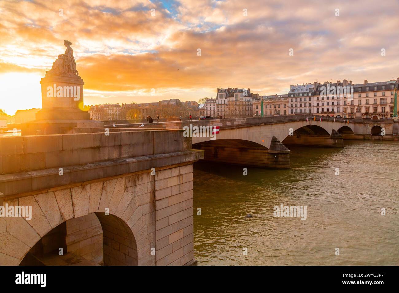 París, Francia - 20 de enero de 2022: Edificios y arquitectura típica francesa alrededor del río Sena en París, la capital francesa Foto de stock