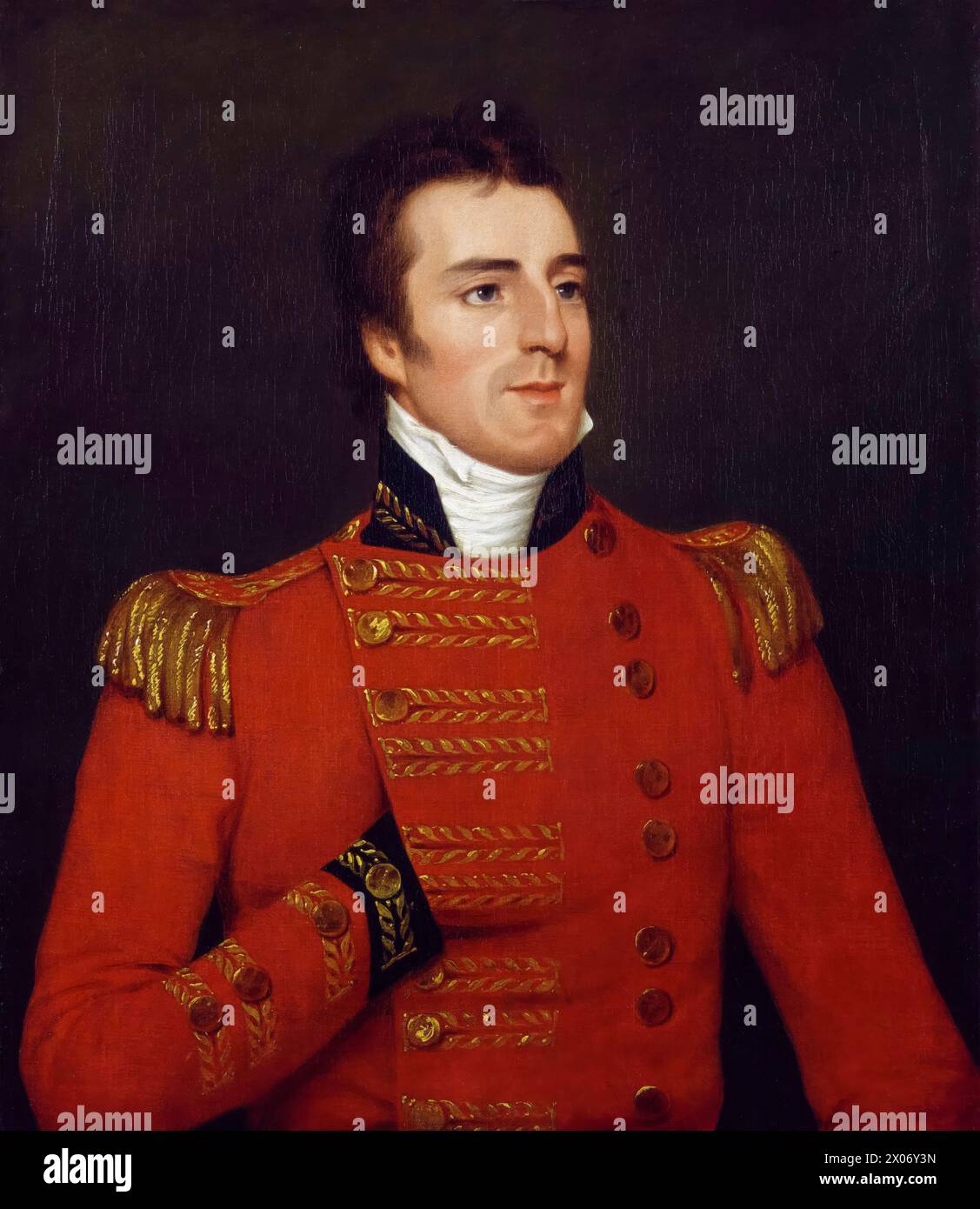 Arthur Wellesley, primer duque de Wellington, (1769-1852), pintura de retrato en óleo sobre lienzo de Robert Home, 1804 Foto de stock