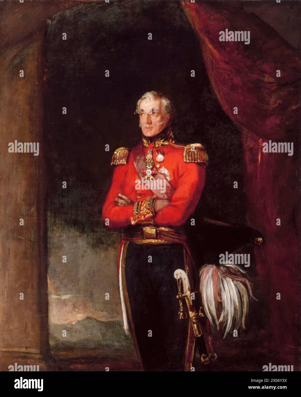 Arthur Wellesley, 1er duque de Wellington (1769-1852), retrato en óleo sobre lienzo de William Salter, 1839 Foto de stock