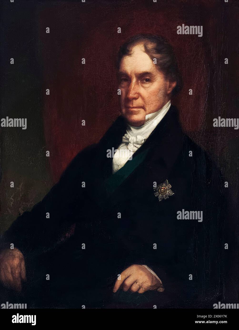 George Hamilton-Gordon, 4º conde de Aberdeen (1784-1860), con el estilo 'Lord Haddo', primer ministro del Reino Unido 1852-1855, pintura de retrato en óleo sobre lienzo de Chester Harding, circa 1847 Foto de stock