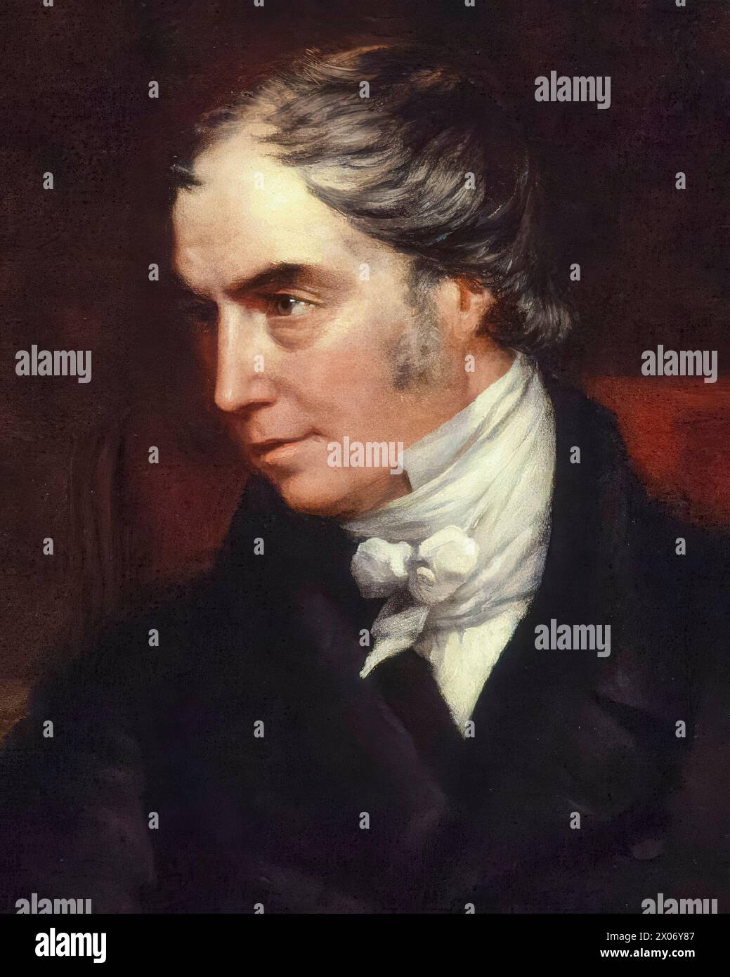 George Hamilton-Gordon, 4to conde de Aberdeen (1784-1860), con el estilo 'Lord Haddo', primer ministro del Reino Unido 1852-1855, pintura de retrato en óleo sobre lienzo de John Partridge, circa 1847 Foto de stock