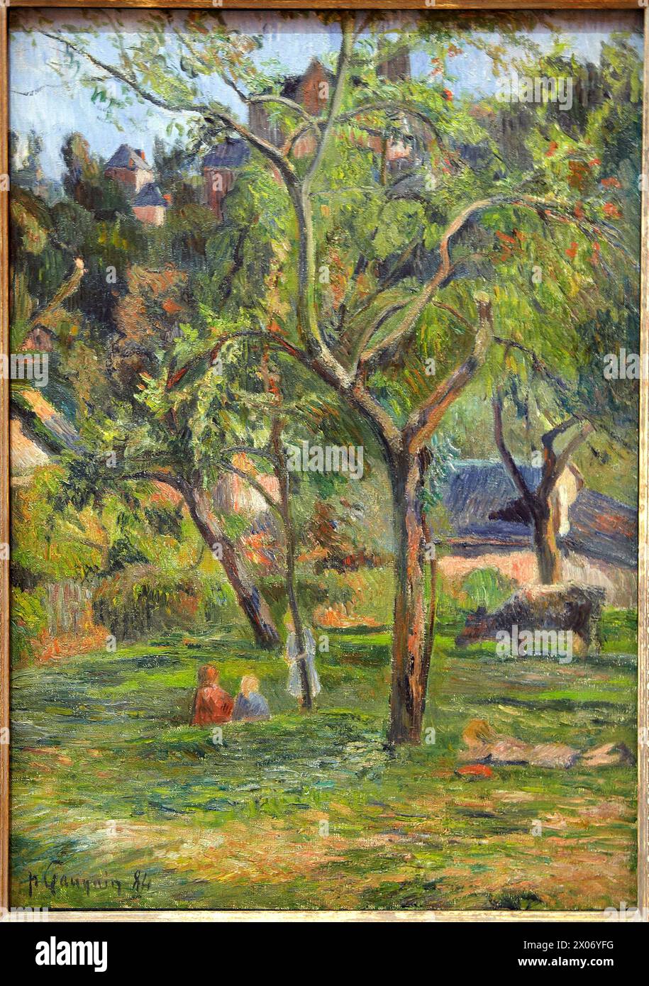 'Un huerto bajo la iglesia de Bihorel', 1884, Paul Gauguin, Museo Thyssen Bornemisza, Madrid, España Foto de stock