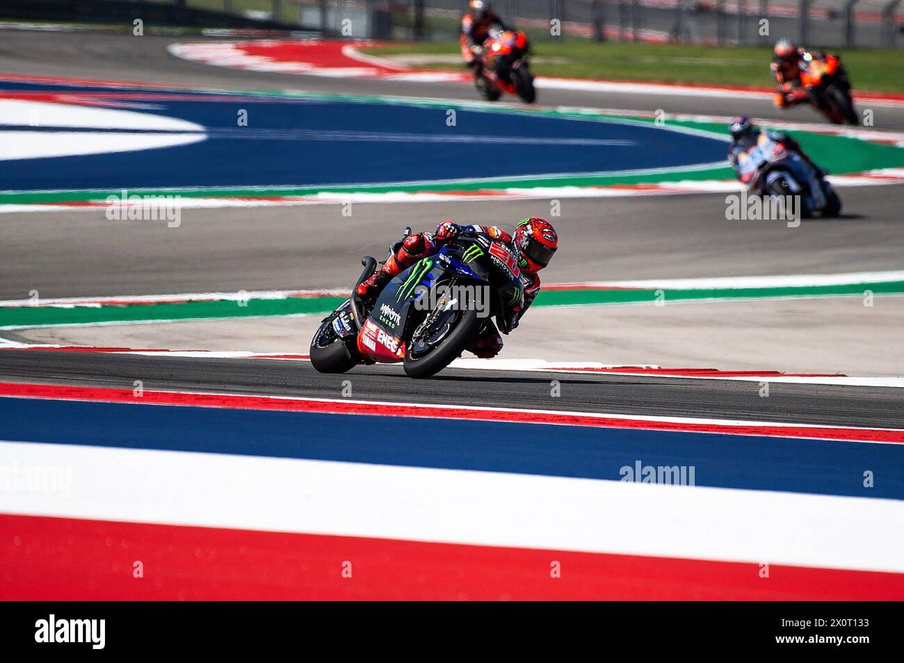 Las Américas. 13 de abril de 2024. Fabio Quartararo (20) con Monster Energy Yamaha MotoGP en acción clasificatoria en el Gran Premio Red Bull de las Américas, Circuito de las Américas. Austin, Texas. Mario Cantu/CSM(Imagen de crédito: © Mario Cantu/Cal Sport Media). Crédito: csm/Alamy Live News Foto de stock