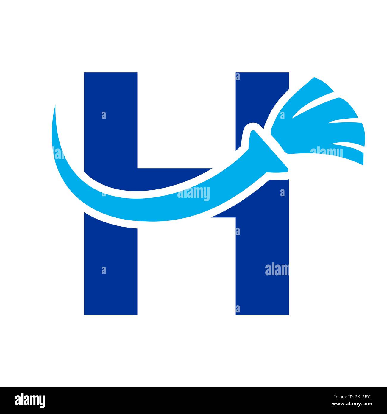 Letra H House Clean Logo con símbolo de cepillo limpio. El icono de la limpieza y la escoba Ilustración del Vector