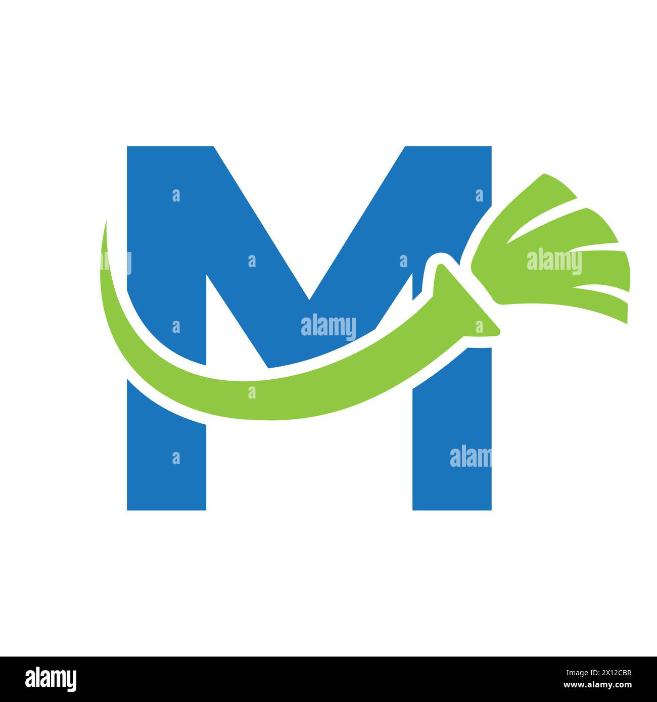 Letra M Casa Logotipo Limpio con Símbolo de Cepillo Limpio. El icono de la limpieza y la escoba Ilustración del Vector
