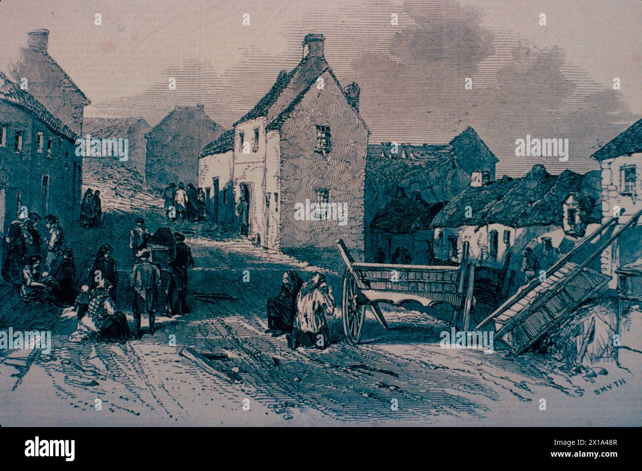 Los irlandeses llevan a sus muertos para ser enterrados durante la hambruna de 1847, ilustración, Inglaterra Foto de stock