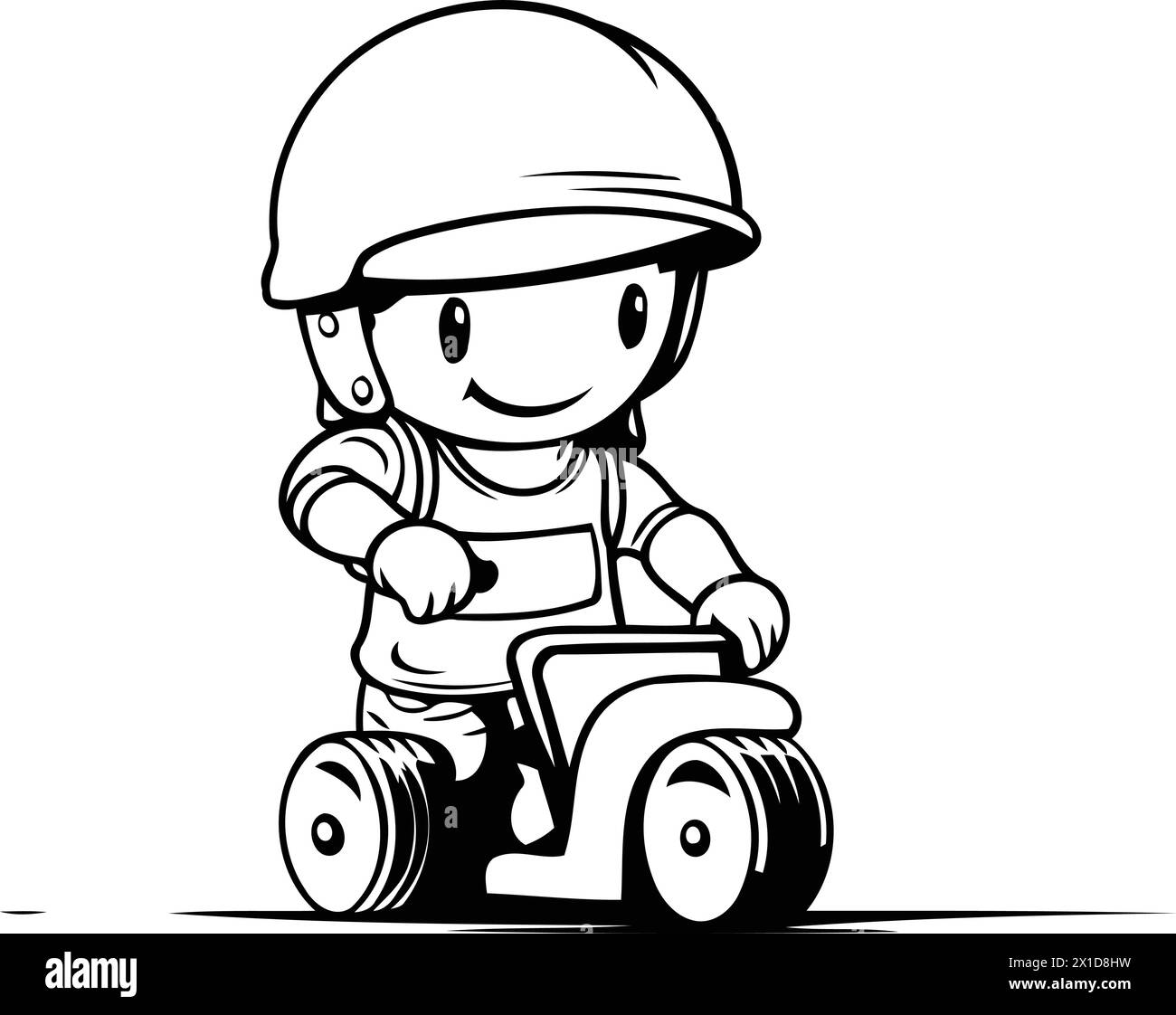 Ilustración de un niño montando un scooter en un fondo naranja Ilustración del Vector