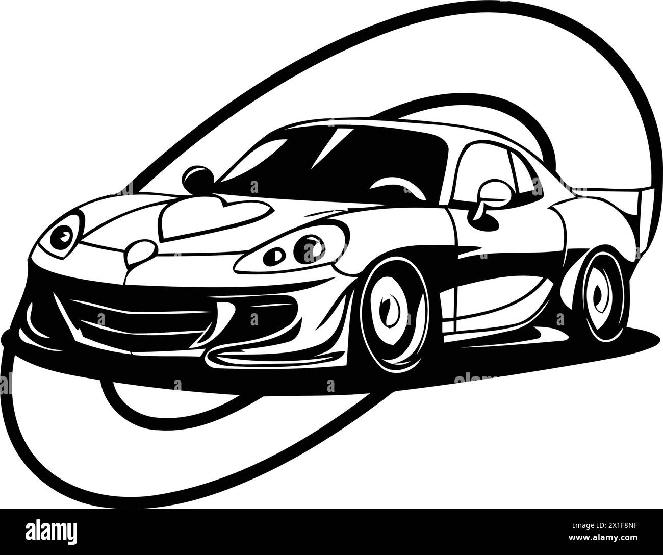 Ilustración vectorial de un coche deportivo en forma de neumático naranja Ilustración del Vector