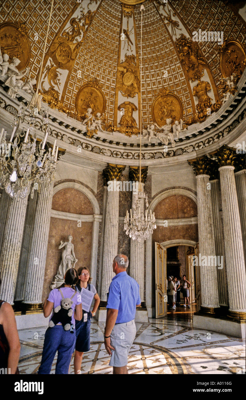 El comedor y el salón de mármol Sans Souci Castillo Potsdam, Alemania Foto de stock