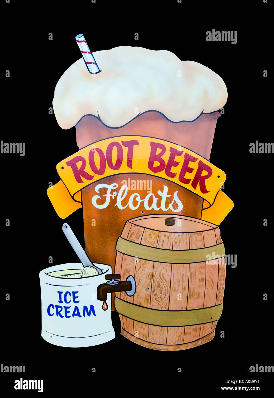 Flotador de cerveza de raíz de signo en feria del condado Fotografía de  stock - Alamy