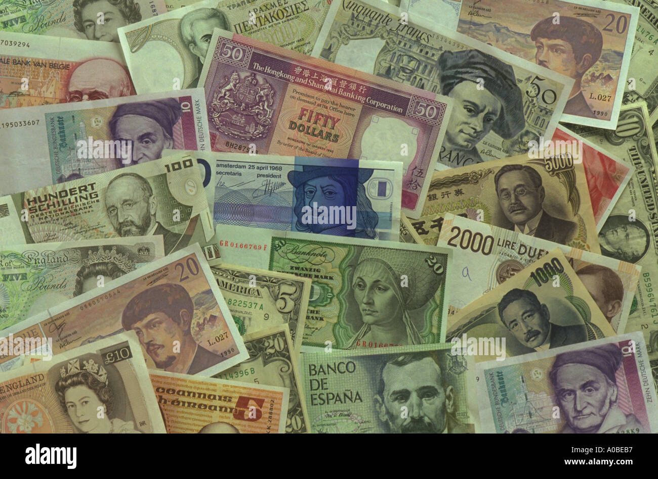 Las principales monedas del mundo Foto de stock