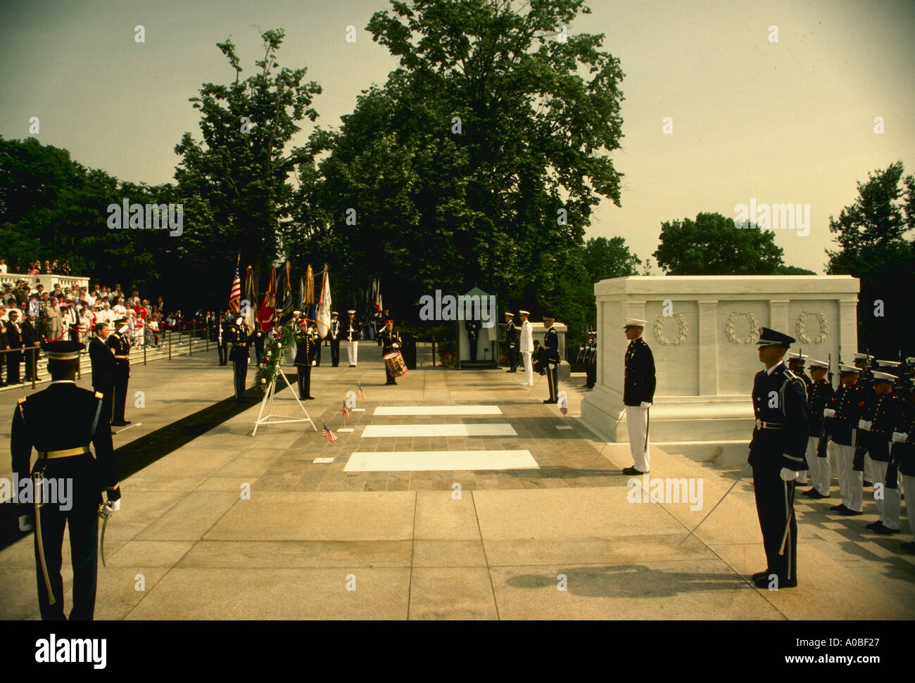 Ceremonia de Memorial Day, la Tumba del Soldado Desconocido Arlington Cemetary Foto de stock