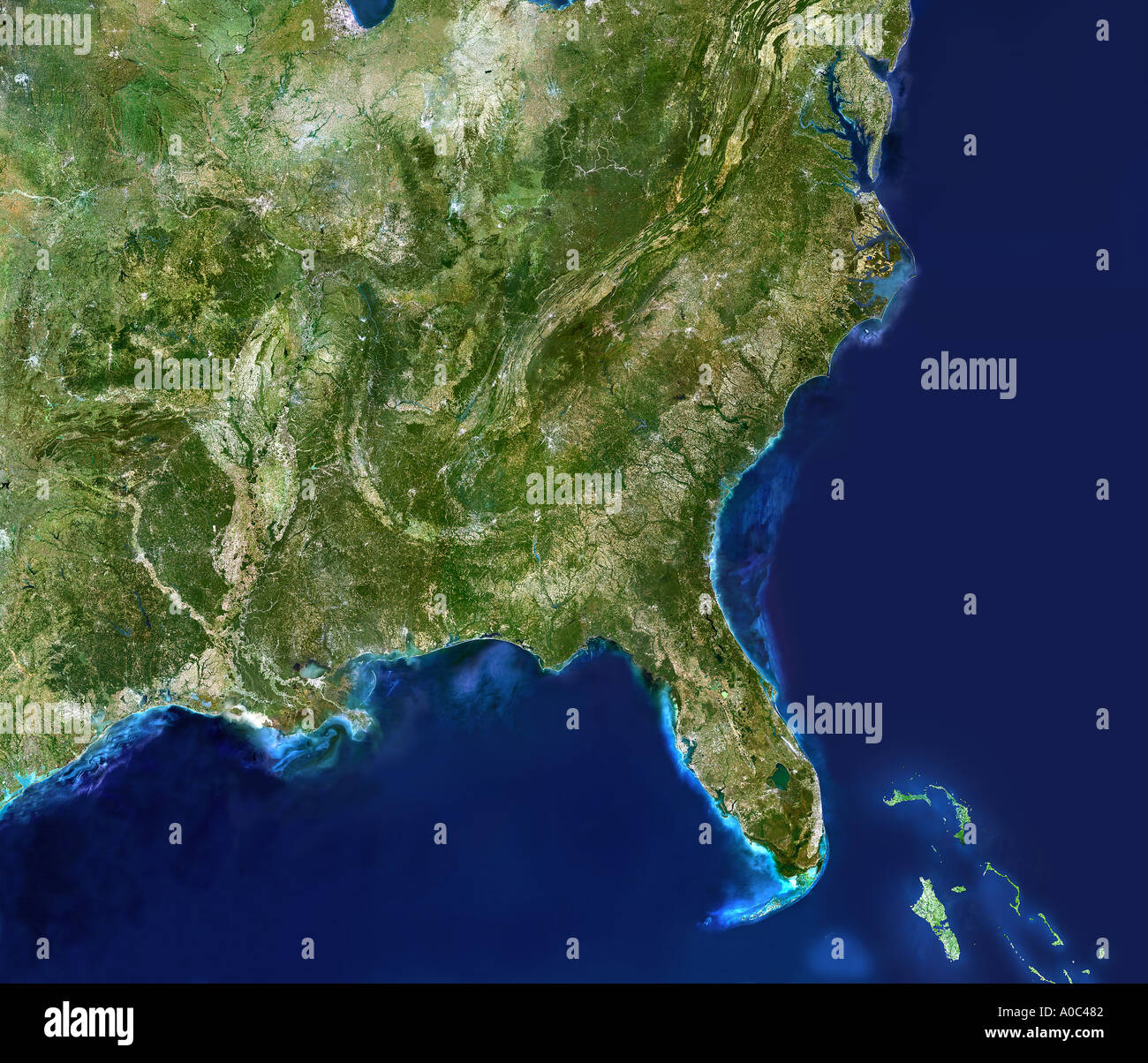 Imagen satelital del sur de Estados Unidos desde el espacio Foto de stock