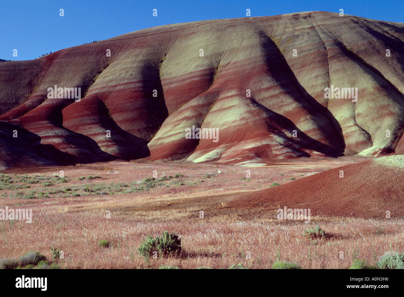 Cerros pintados John Día yacimientos fósiles Monumento Nacional de Oregon Oriental EE.UU. cambio de color con la hora del día el clima contenido de humedad Foto de stock