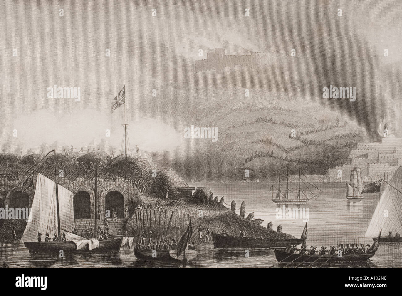 El asalto de San Sebastián, España, 31 de agosto de 1813. Foto de stock