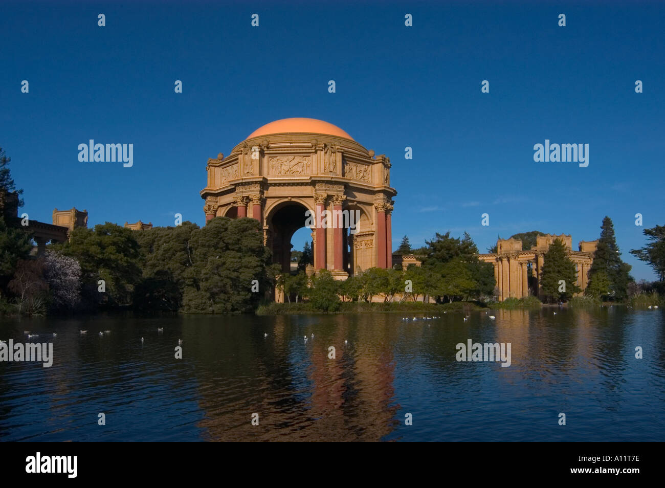 San Francisco, el Palacio de Bellas Artes con el lago Foto de stock