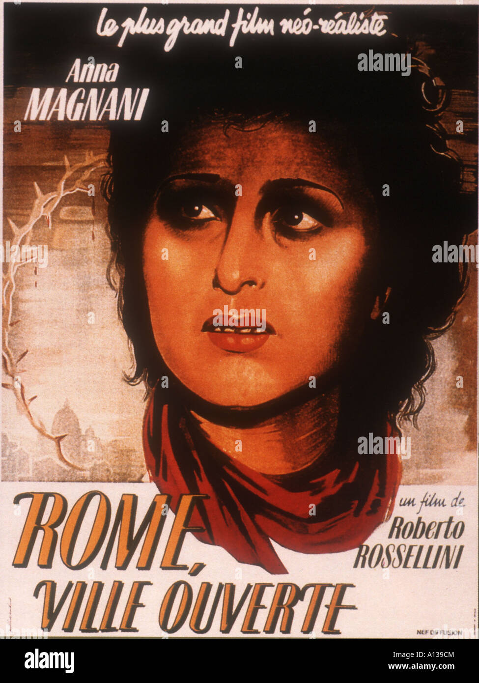 Roma città aperta Año 1945 Director Roberto Rossellini Anna Magnani Gran Premio en el Festival de Cannes de 1946 carteles de cine Foto de stock