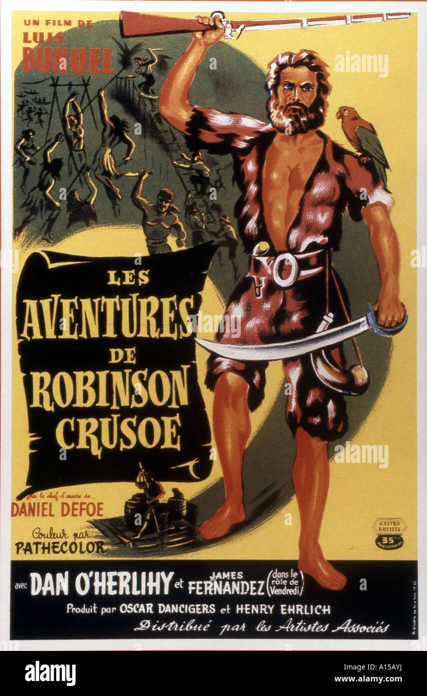 Las Aventuras de Robinson Crusoe Año 1954 Director Luis Buñuel póster de  película basada en la novela de Daniel Defoe s Fotografía de stock - Alamy