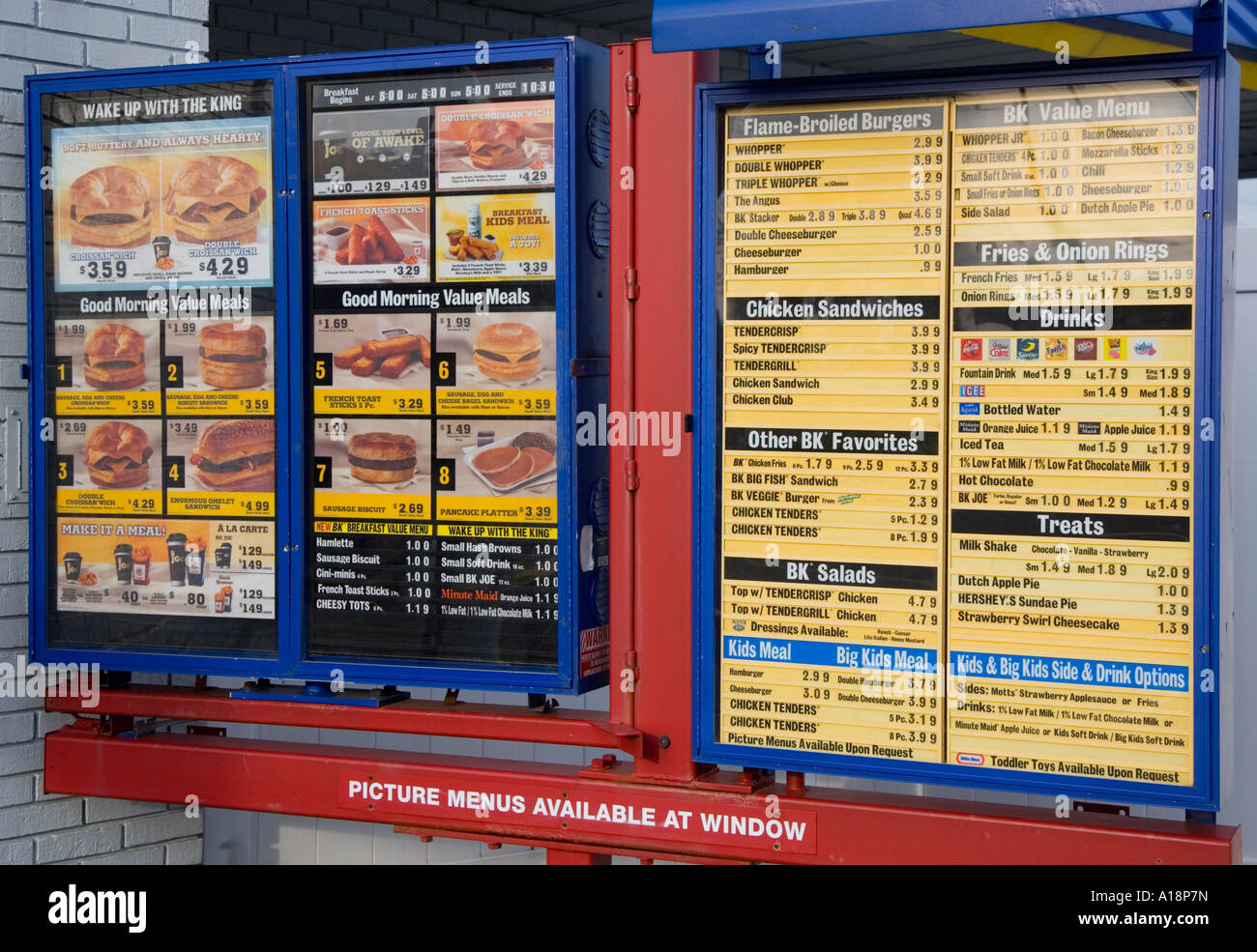 Menú en un Burger King drive thru Fotografía de stock Alamy