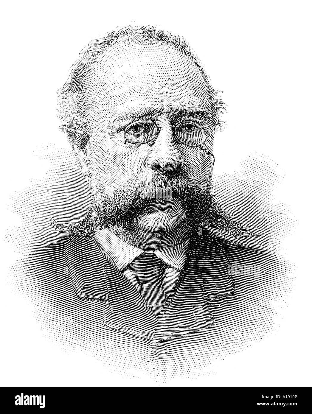 Grabado del siglo XIX Inglés novelista F W Robinson Foto de stock