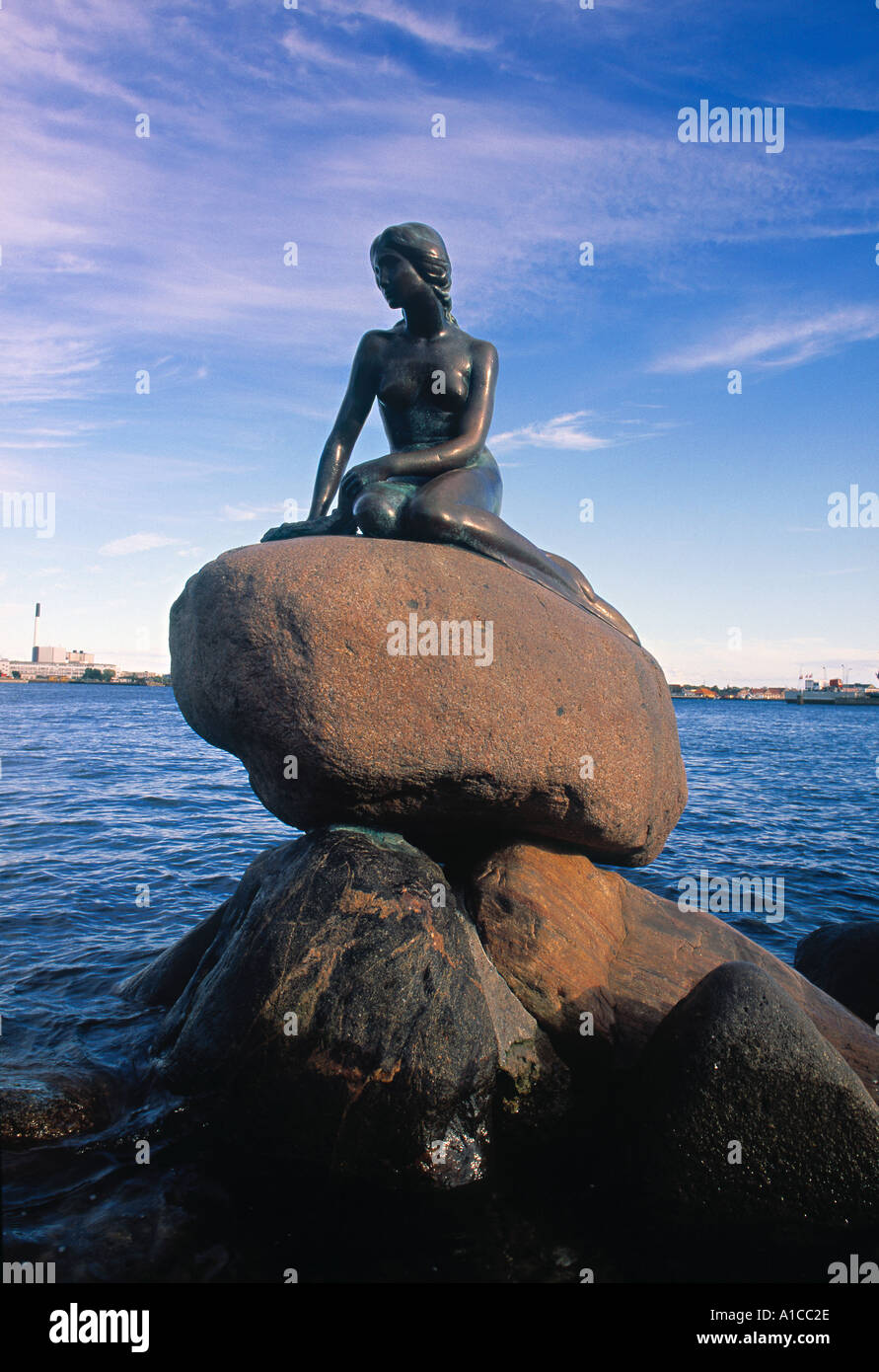 Little Mermaid estatua, Copenhague, Dinamarca Foto de stock