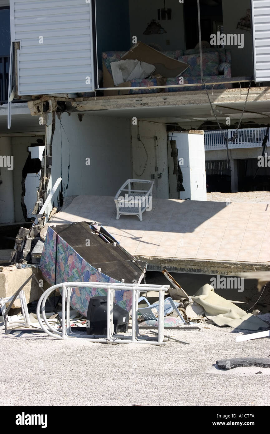 Huracán dañó condominios Alabama Gulf Shores Foto de stock