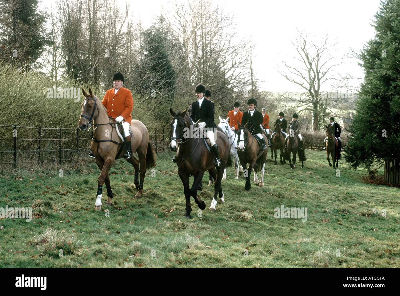 Lincolnshire wolds comienzos de 2005 foxhunt satisfacer Foto de stock