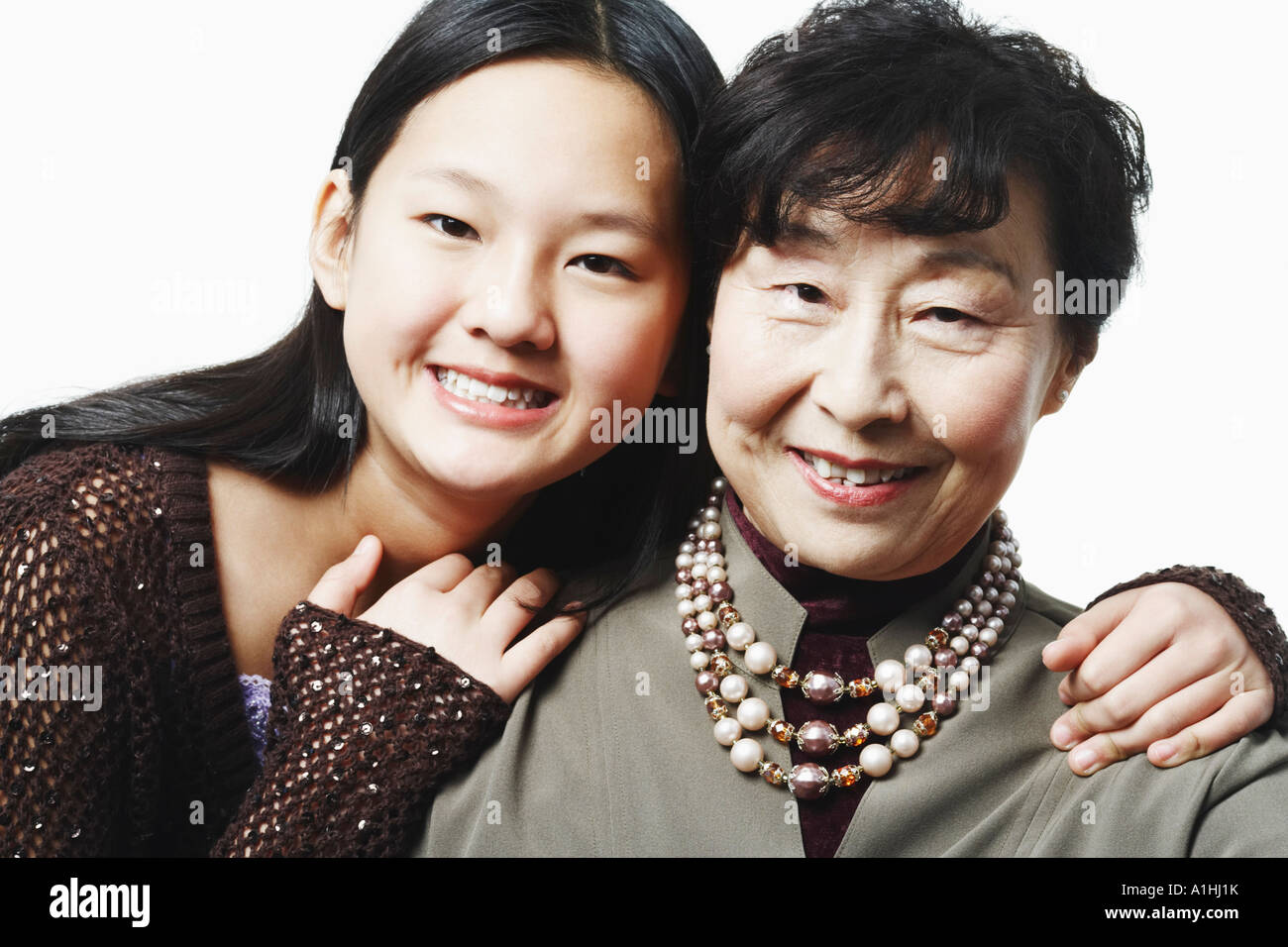 Retrato de una abuela con su nieta Foto de stock