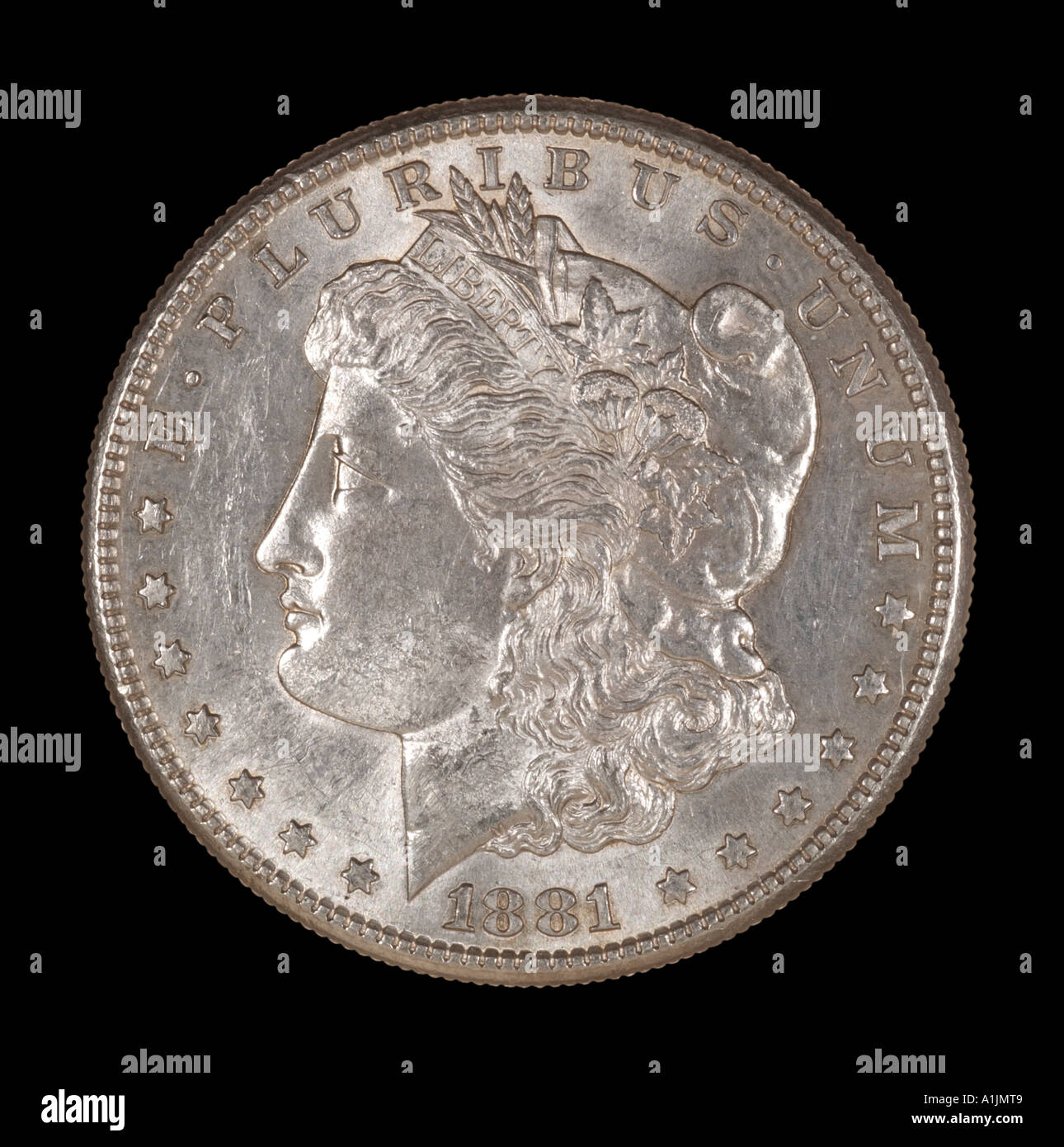 1881 Morgan silver dollar US ESTADOS UNIDOS DE AMÉRICA Estados Unidos  Americana 100 centavos cien decimal de cabeza a la izquierda Fotografía de  stock - Alamy