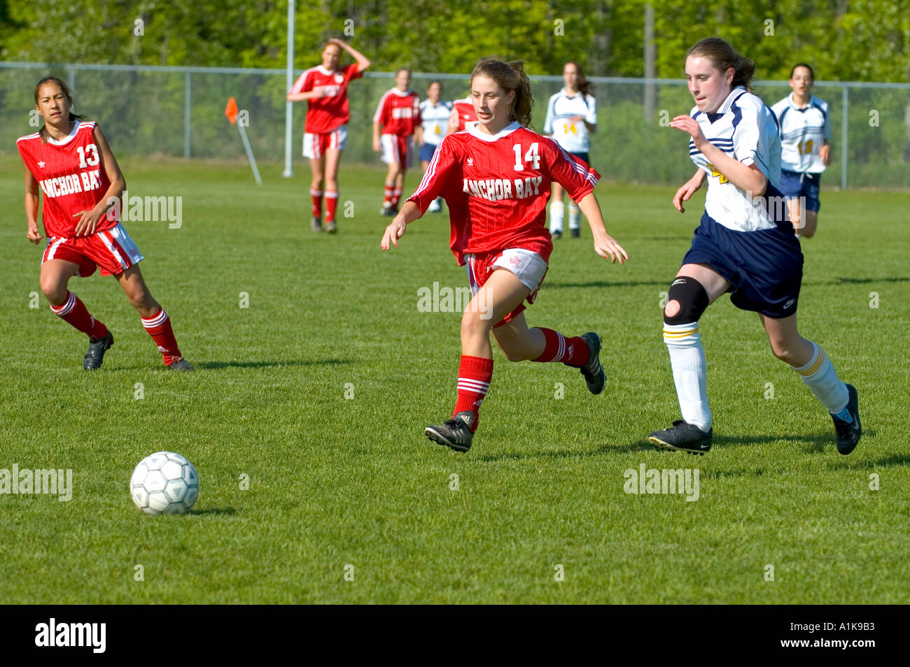 Alta escuela de fútbol femenino fútbol fútbol Port Huron Michigan Foto de stock