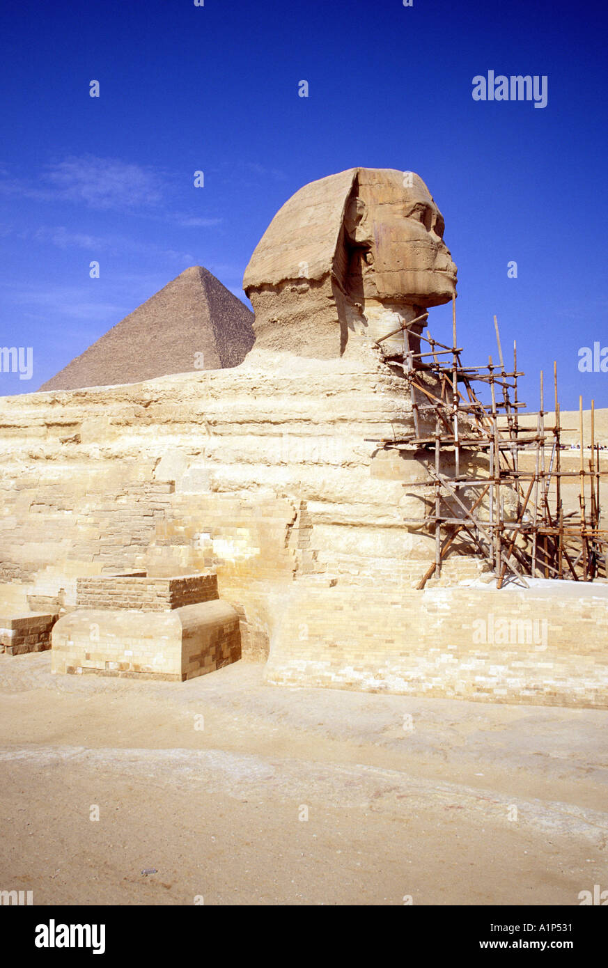 Gran Pirámide de Keops y La Esfinge de Giza Egipto Foto de stock