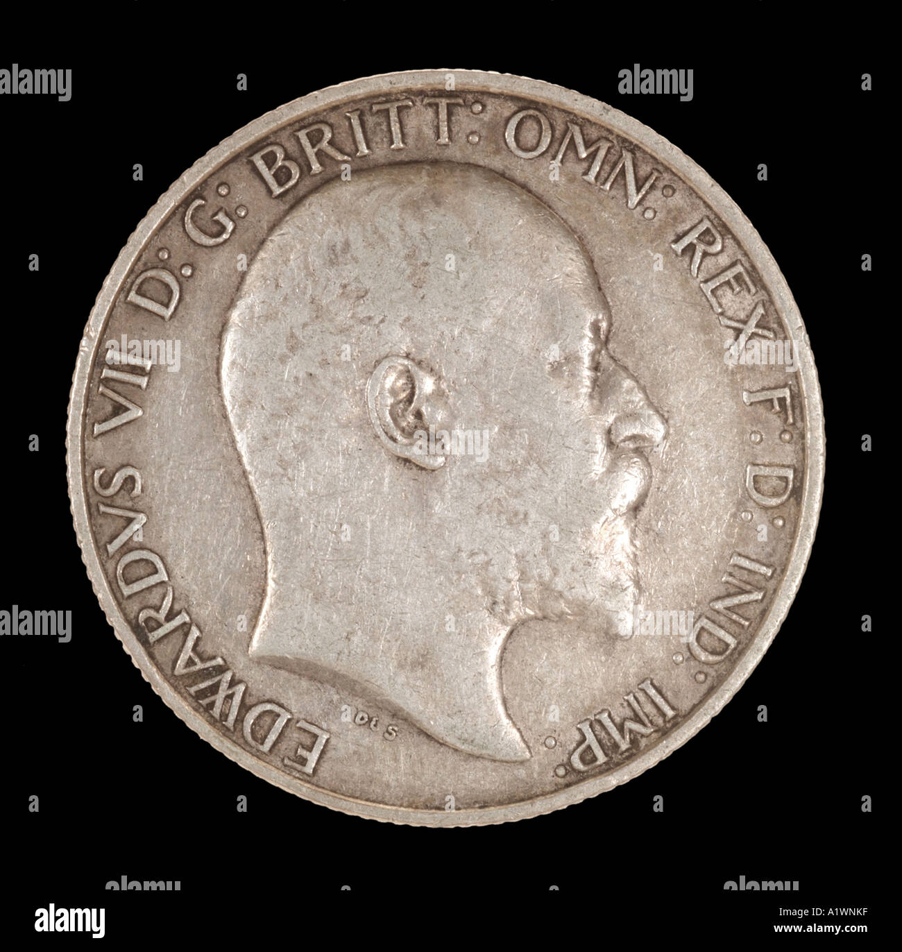 King Edward VII 7 Reg fid def pre decimal 2 Shilling florin 24 veinte cuatro antiguos peniques P 1907 plata brillante cabeza Bigote Barba l Foto de stock