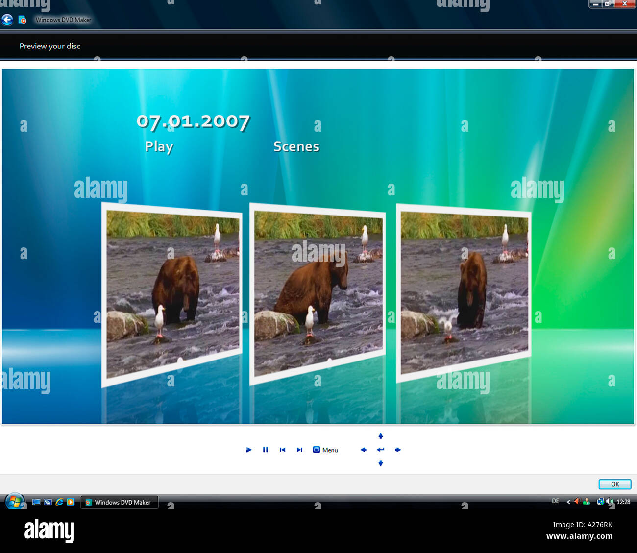 Microsoft Windows Vista, versión en inglés, Windows DVD Maker aplicación,  captura de pantalla Fotografía de stock - Alamy