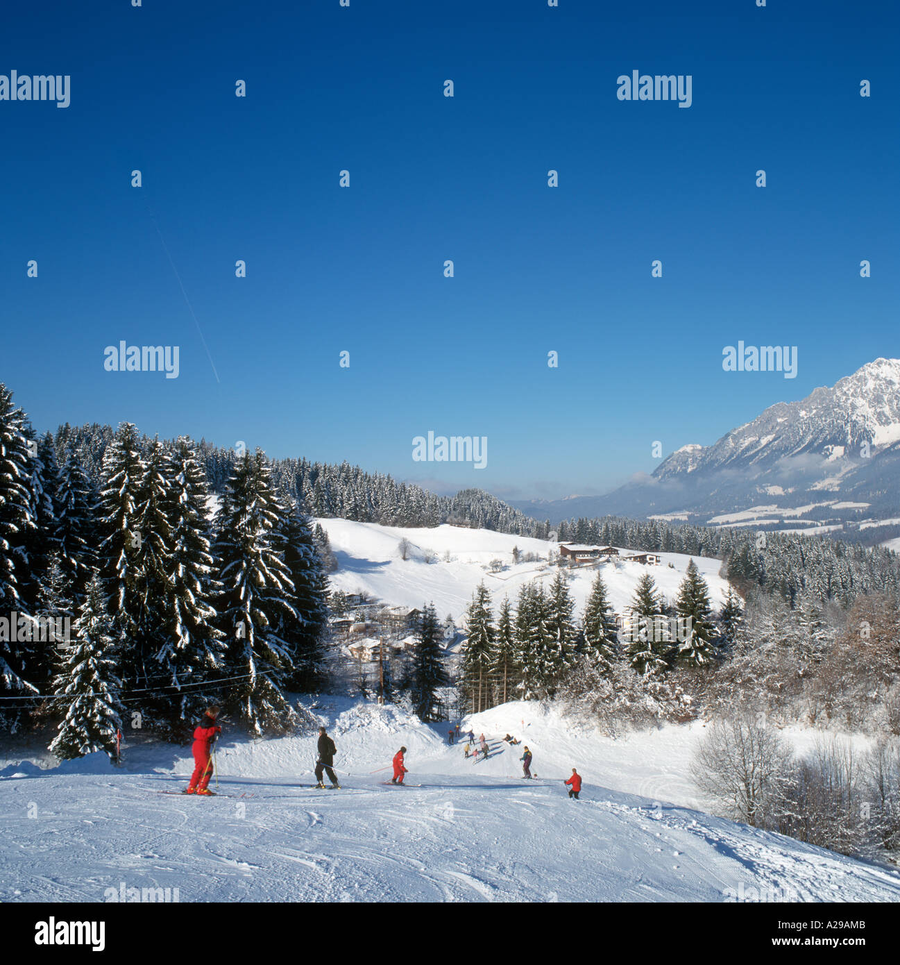 Pistas de esquí en Ellmau, Tirol, Austria Foto de stock