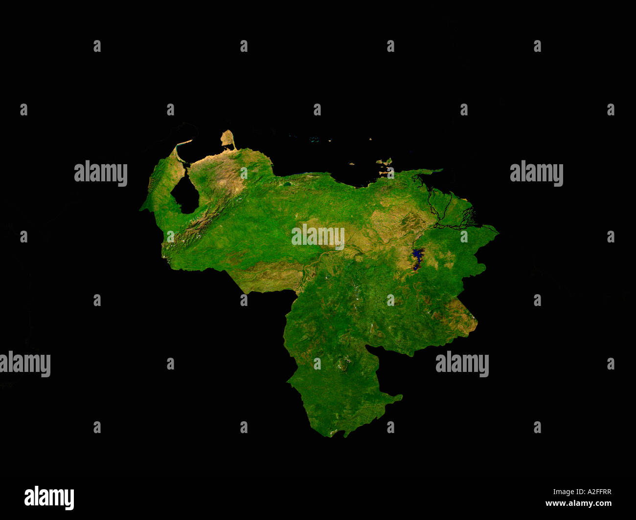 Imagen de satélite de resaltado de Venezuela sin los países circundantes se muestra Foto de stock