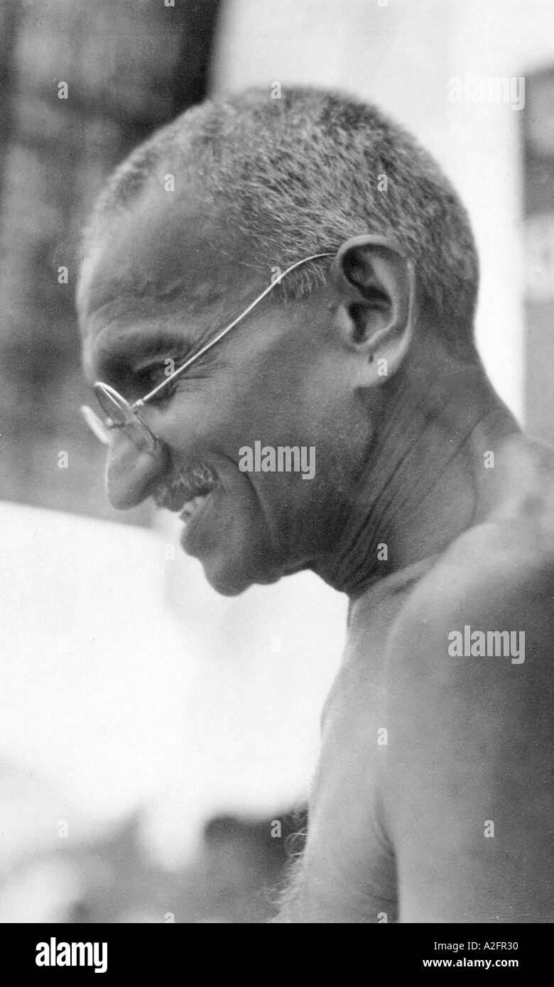 Mahatma Gandhi retrato perfil lateral de marzo de 1930 Foto de stock