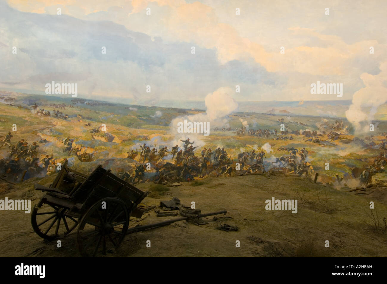 Europa Bulgaria Pleven; una de las pinturas en el panorama representando la derrota turca por los rusos en el asedio de Pleven en 1877 Foto de stock