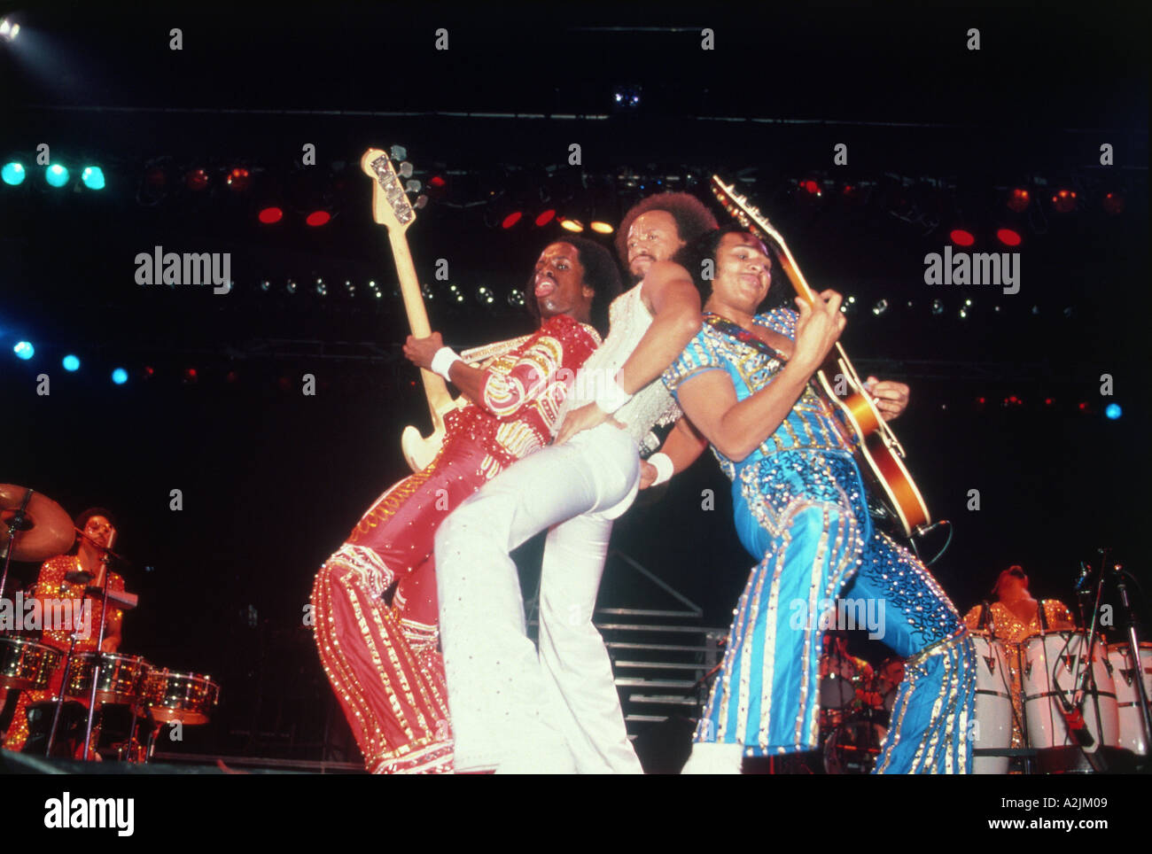 EARTH Wind & Fire US banda acerca de 1982 con Maurice centro blanco. Foto Jeffrey Mayer Foto de stock
