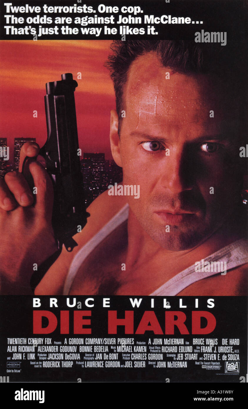 DIE HARD cartel de 1988 Fox Film con Bruce Willis Foto de stock