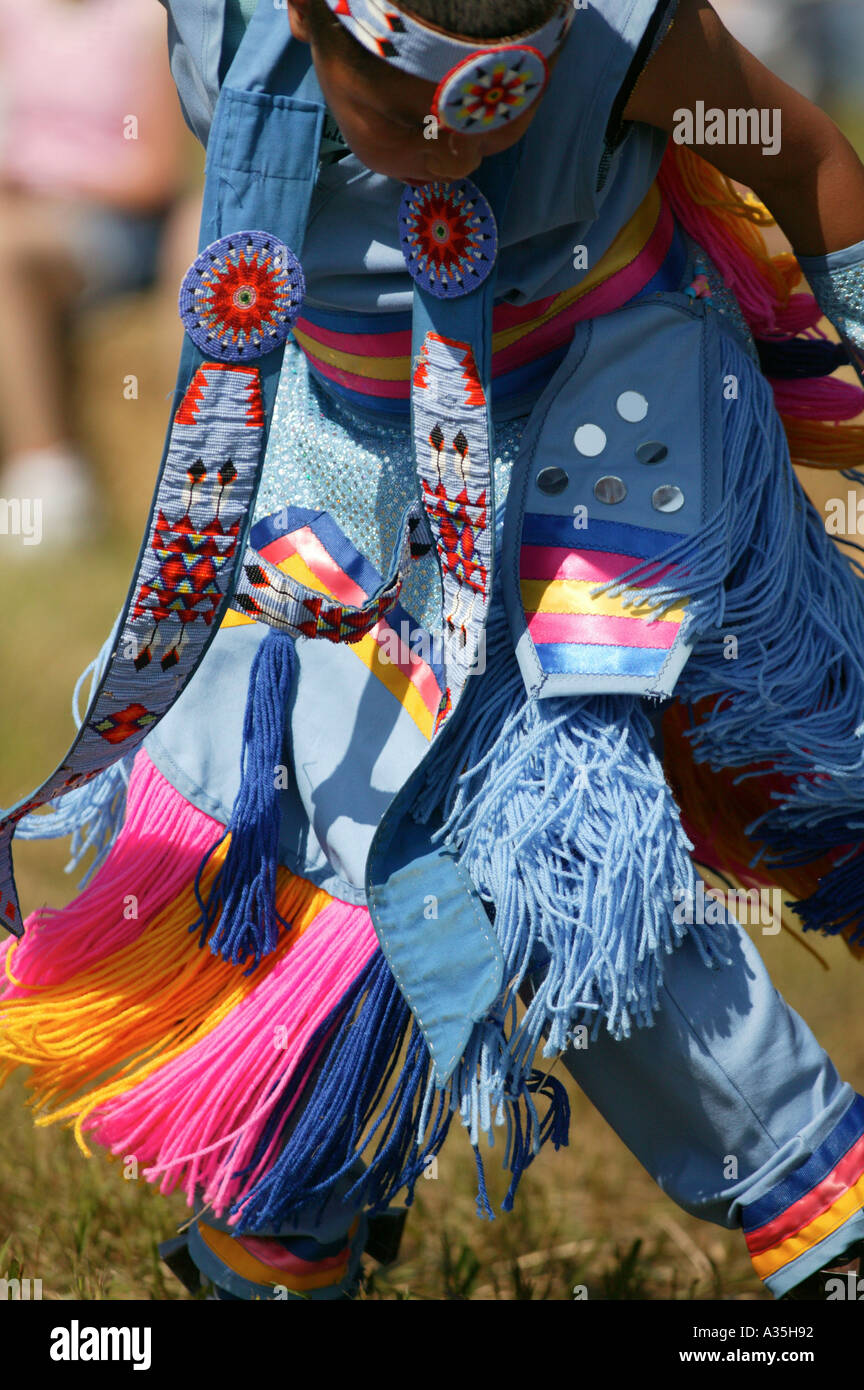 Demostración de danza tribal en la recreación de la expedición de Lewis y Clark en Ft. Calhoun, Nebraska Foto de stock