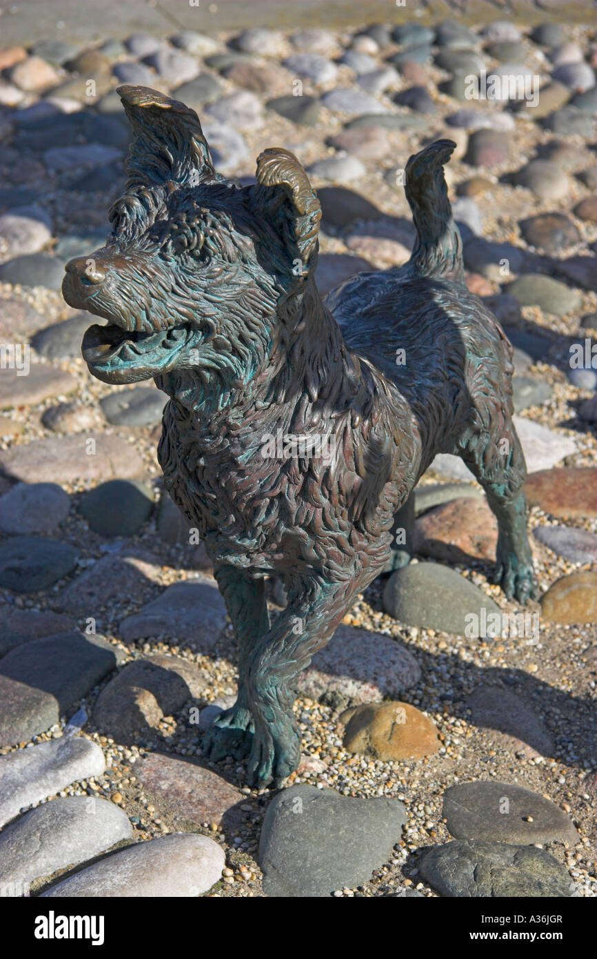 Detalle de la estatua de 'Welcome Home' en el promenade en Fleetwood, Lancashire, Inglaterra, Reino Unido. Foto de stock