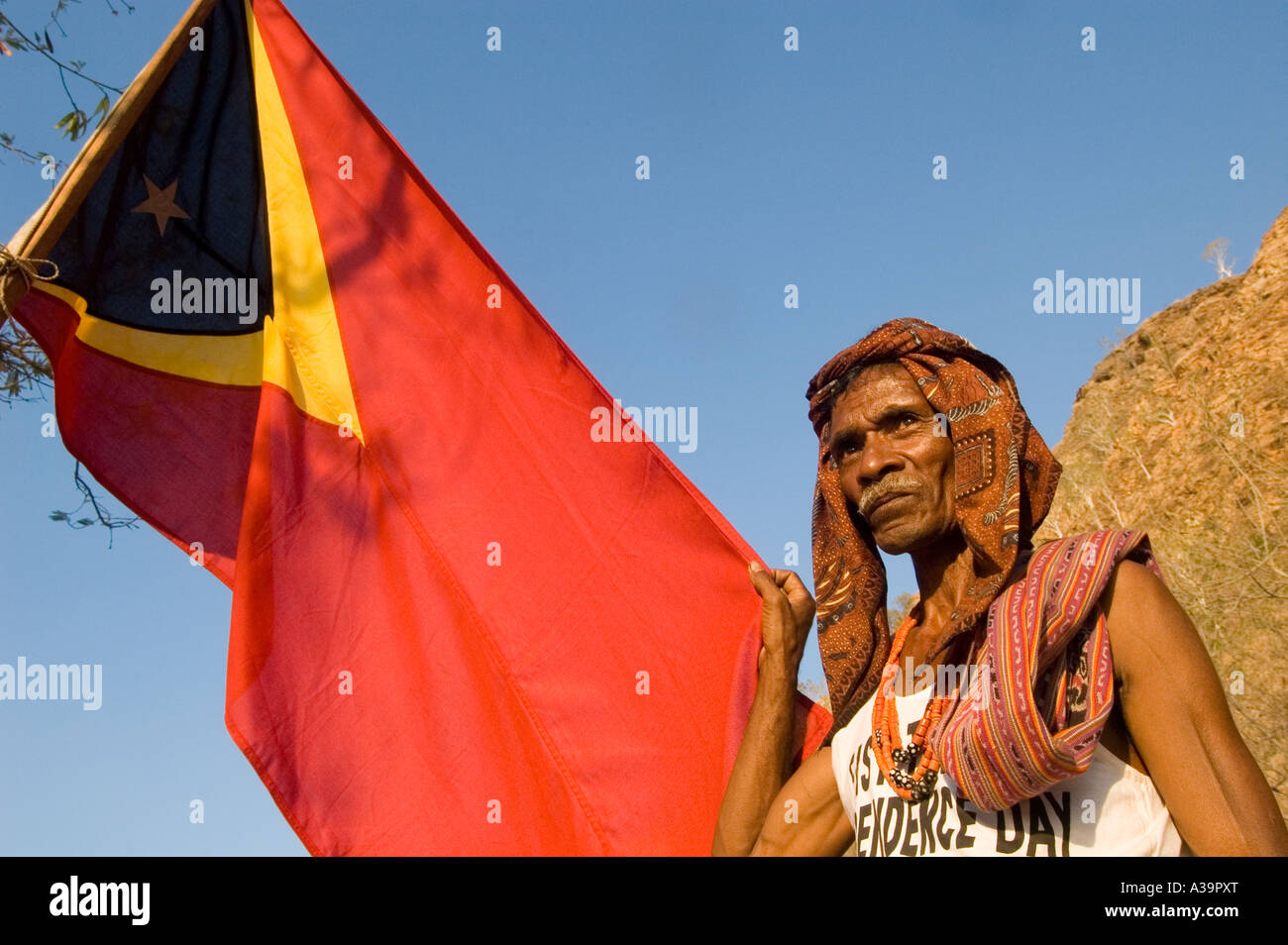 Ex combatiente por la libertad en Dili, Timor Oriental Foto de stock