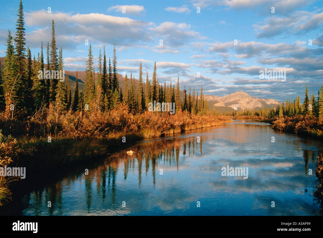 Las puertas del Parque Nacional del Ártico, Alaska, EE.UU., Río Alatna, reflejo de Brooks, Desierto Foto de stock