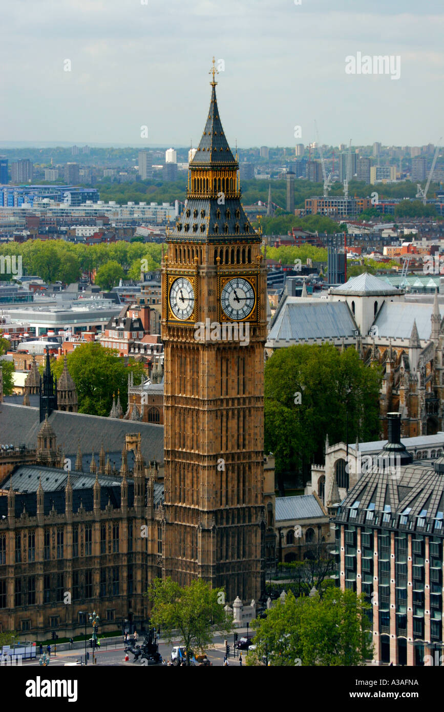 El Big Ben y las Casas del Parlamento, el Palacio de Westminster, Londres, Gran Bretaña. Foto de stock