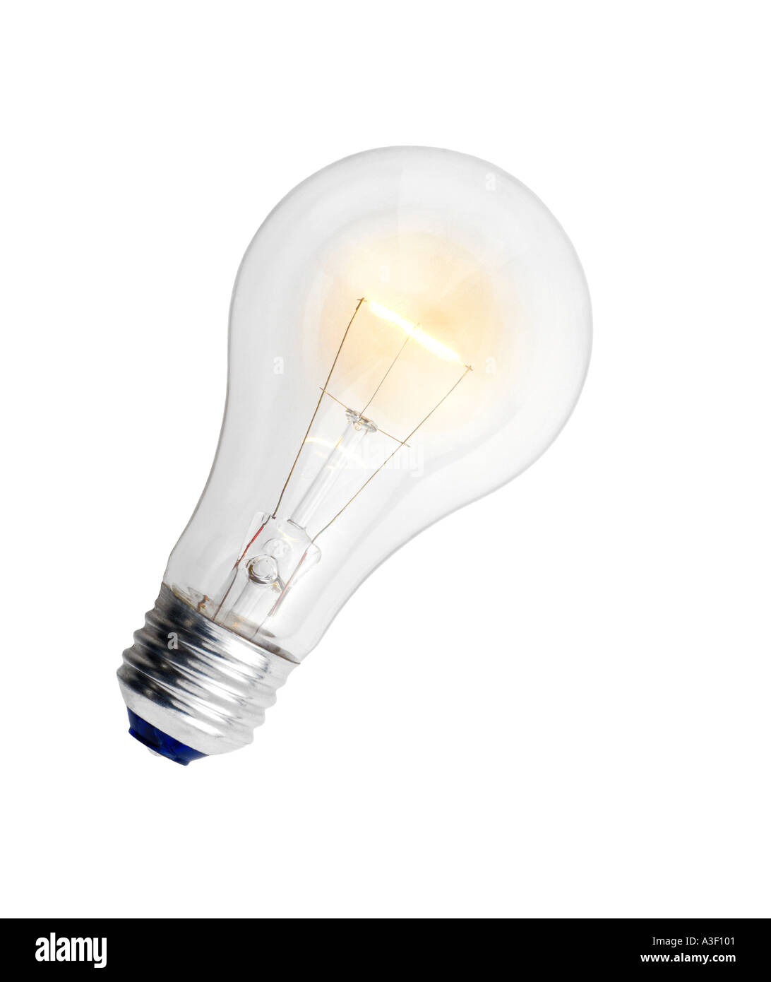 Bombilla de luz de alumbrado o encendido de luz incandescente claro sobre  fondo blanco Fotografía de stock - Alamy