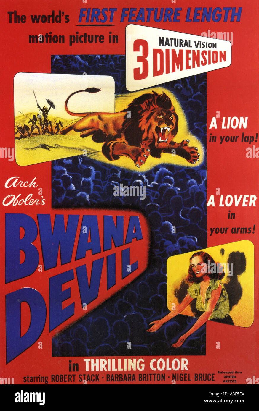 BWANA DEVIL cartel de 1952 UA - la primera película en 3-D Foto de stock