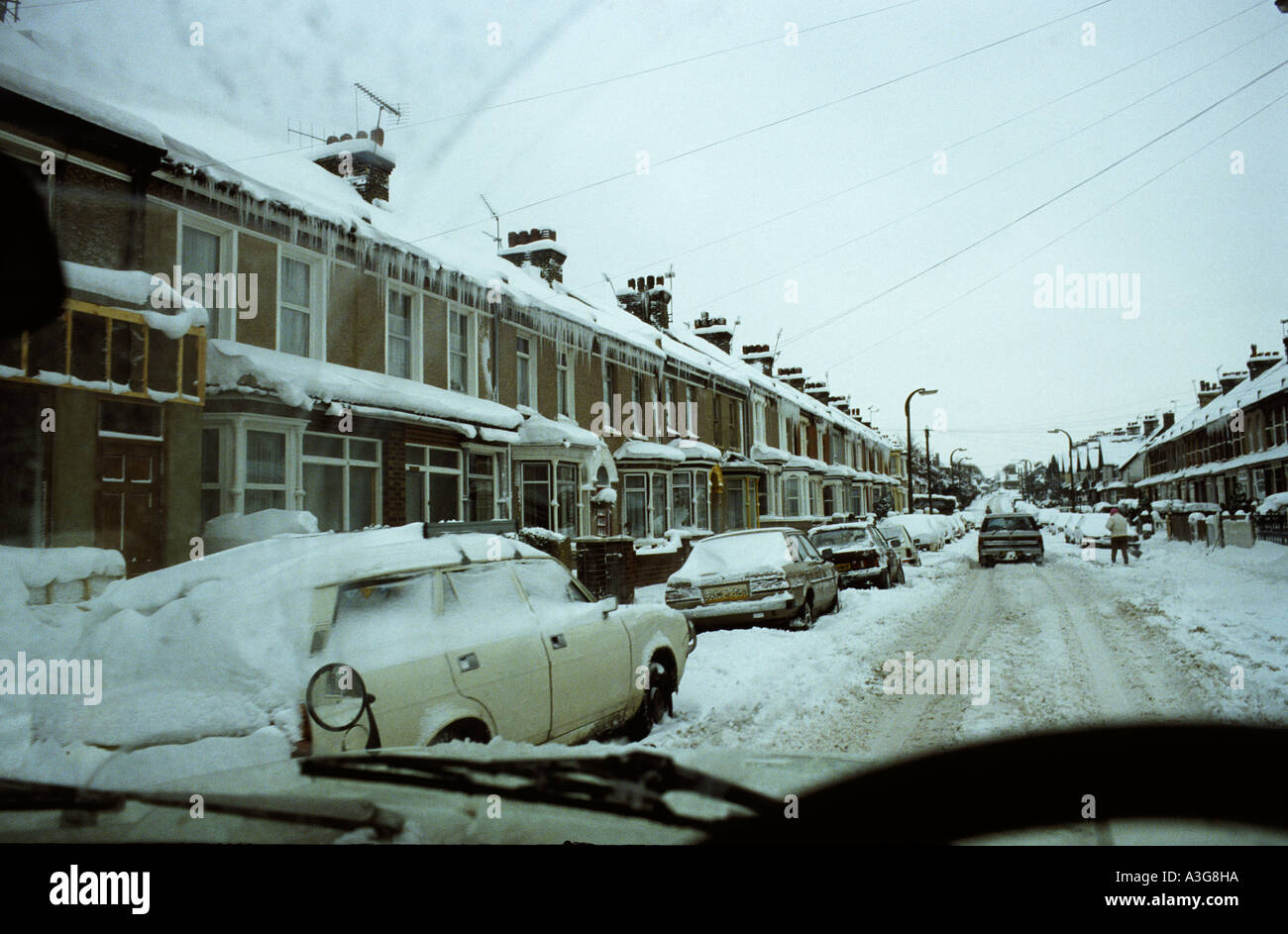 Fuertes nevadas en Kent, 1987 Foto de stock